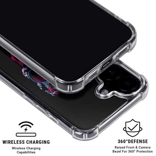 Liquid Blue Neon Skull with Glasses iPhone 17 Clear Case