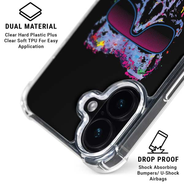 Liquid Blue Neon Skull with Glasses iPhone 17 Clear Case