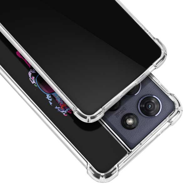 Liquid Blue Neon Skull with Glasses Moto G 5G (2025) Clear Case