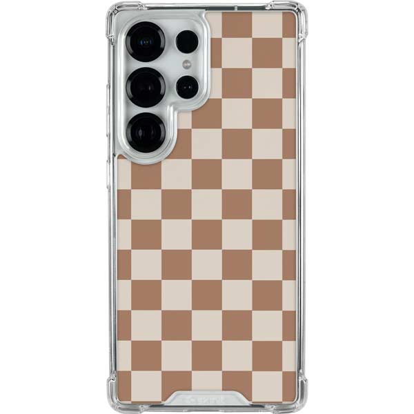 Neutral Checkered Galaxy S25 Ultra Clear Case