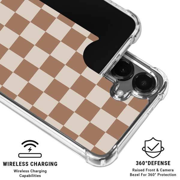 Neutral Checkered Galaxy S26 Clear Case