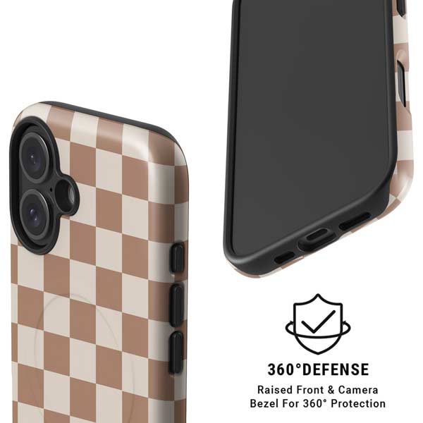 Neutral Checkered iPhone 16 Magsafe Impact Case