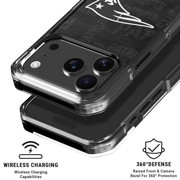 NFL New England Patriots Black & White iPhone 17 Pro Clear Case
