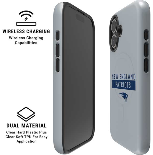 NFL New England Patriots Grey Performance Series iPhone 16 Magsafe Impact Case