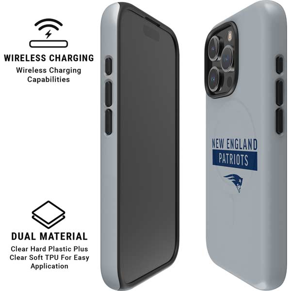NFL New England Patriots Grey Performance Series iPhone 16 Pro Magsafe Impact Case