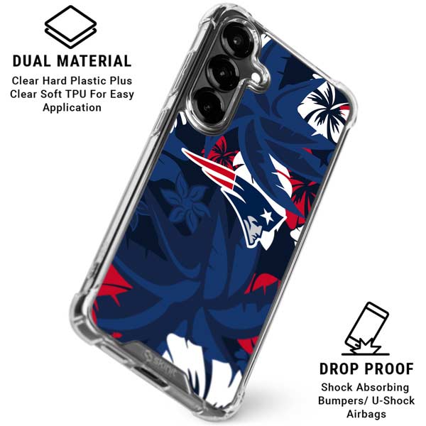NFL New England Patriots Tropical Print Galaxy S26 Clear Case