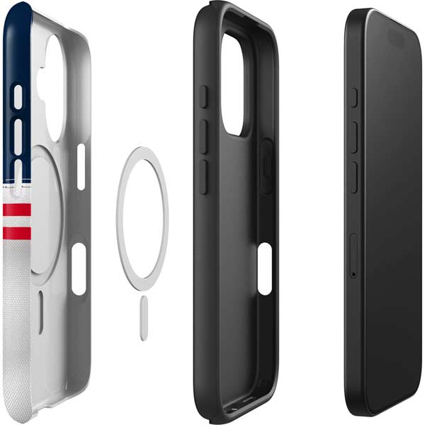 NFL New England Patriots White Striped iPhone 16 Plus Magsafe Impact Case