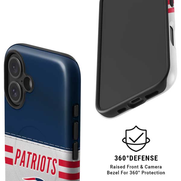 NFL New England Patriots White Striped iPhone 16 Plus Magsafe Impact Case