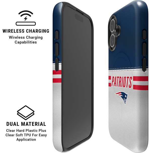 NFL New England Patriots White Striped iPhone 16 Plus Magsafe Impact Case