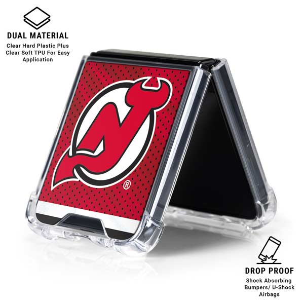 NHL New Jersey Devils Home Jersey Galaxy Z Flip7 Clear Case