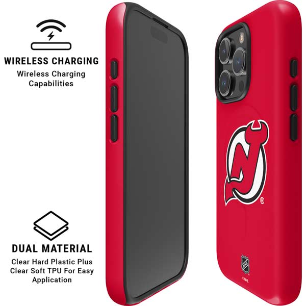 NHL New Jersey Devils Solid Background iPhone 16 Pro Max Magsafe Impact Case
