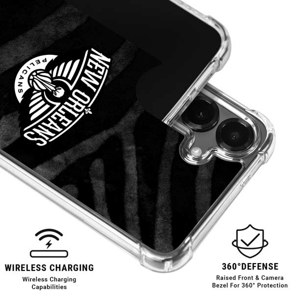 NBA New Orleans Pelicans Black Animal Print Galaxy S26 Clear Case