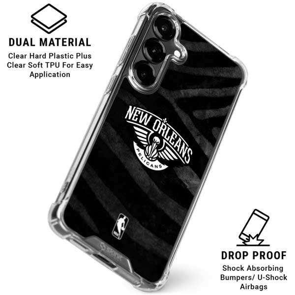 NBA New Orleans Pelicans Black Animal Print Galaxy S26 Clear Case