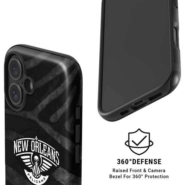 NBA New Orleans Pelicans Black Animal Print iPhone 16 Plus Magsafe Impact Case