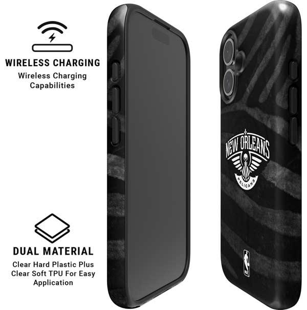 NBA New Orleans Pelicans Black Animal Print iPhone 16 Plus Magsafe Impact Case