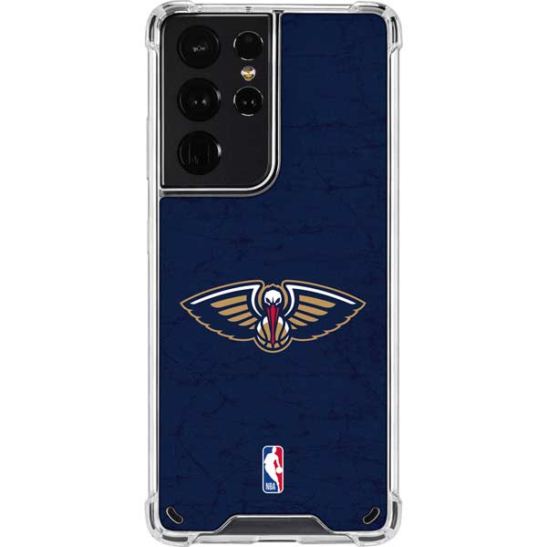 NBA New Orleans Pelicans Distressed Galaxy S21 Ultra 5G Clear Case