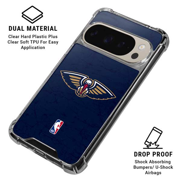 NBA New Orleans Pelicans Distressed Google Pixel 9 Pro XL Clear Case