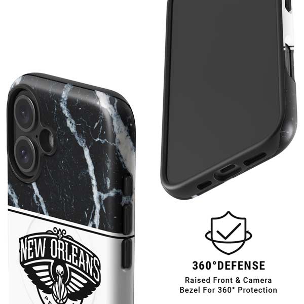 NBA New Orleans Pelicans Marble iPhone 16 Magsafe Impact Case