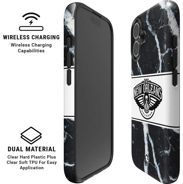 NBA New Orleans Pelicans Marble iPhone 16 Magsafe Impact Case