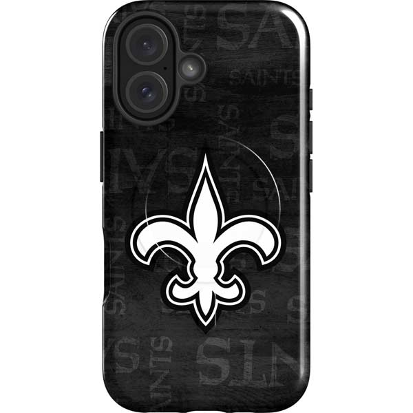 NFL New Orleans Saints Black & White iPhone 16 Plus Magsafe Impact Case