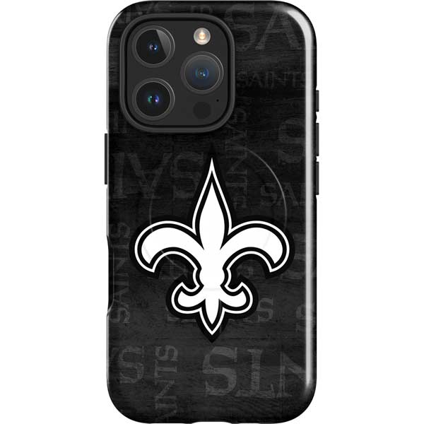 NFL New Orleans Saints Black & White iPhone 16 Pro Max Magsafe Impact Case