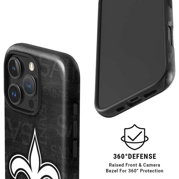 NFL New Orleans Saints Black & White iPhone 16 Pro Max Magsafe Impact Case