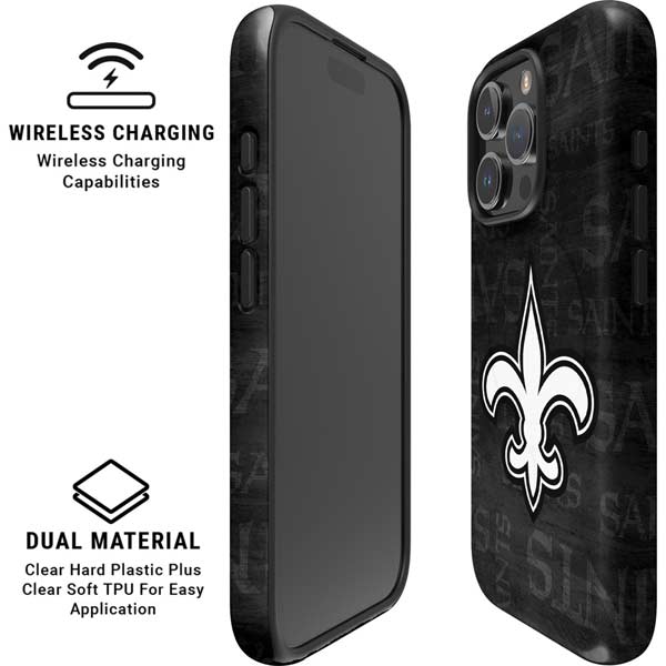 NFL New Orleans Saints Black & White iPhone 16 Pro Max Magsafe Impact Case