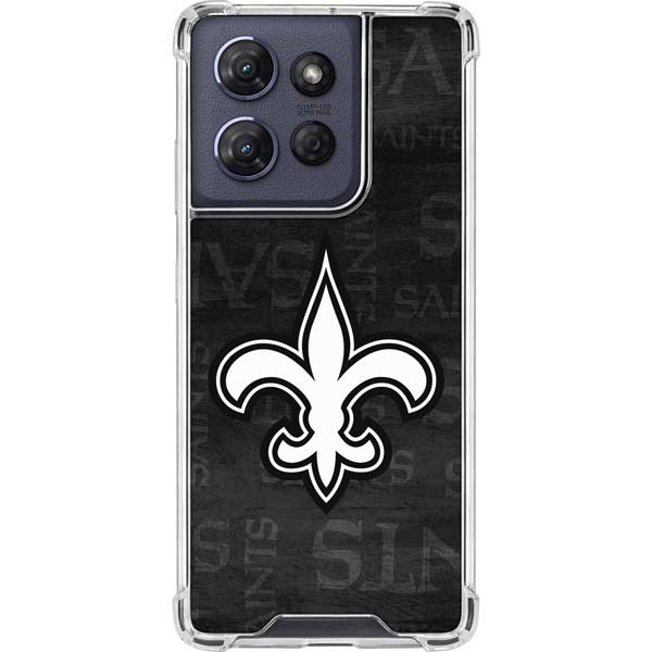 NFL New Orleans Saints Black & White Moto G 5G (2025) Clear Case