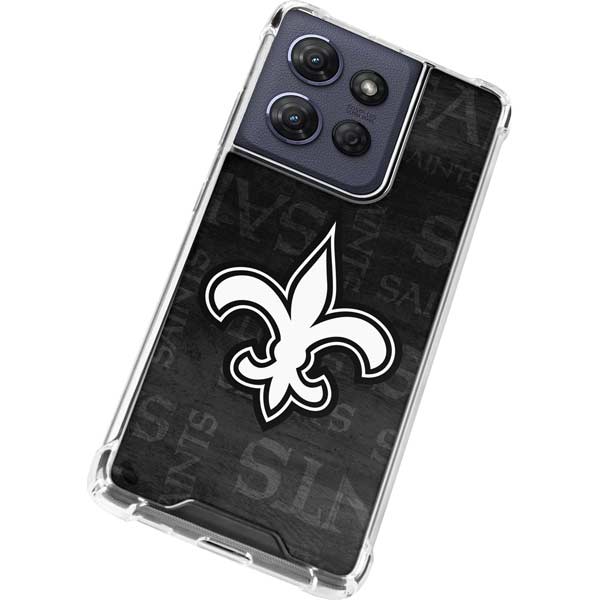 NFL New Orleans Saints Black & White Moto G 5G (2025) Clear Case