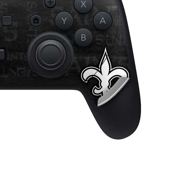 NFL New Orleans Saints Black & White Nintendo Switch 2 (2025) Pro Controller Skin