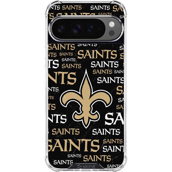 NFL New Orleans Saints Black Blast Google Pixel 10 Pro XL Clear Case