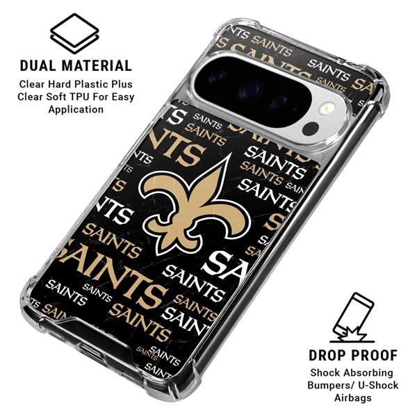 NFL New Orleans Saints Black Blast Google Pixel 10 Pro XL Clear Case