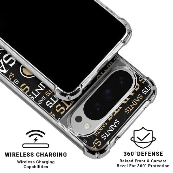 NFL New Orleans Saints Black Blast Google Pixel 10 Pro XL Clear Case