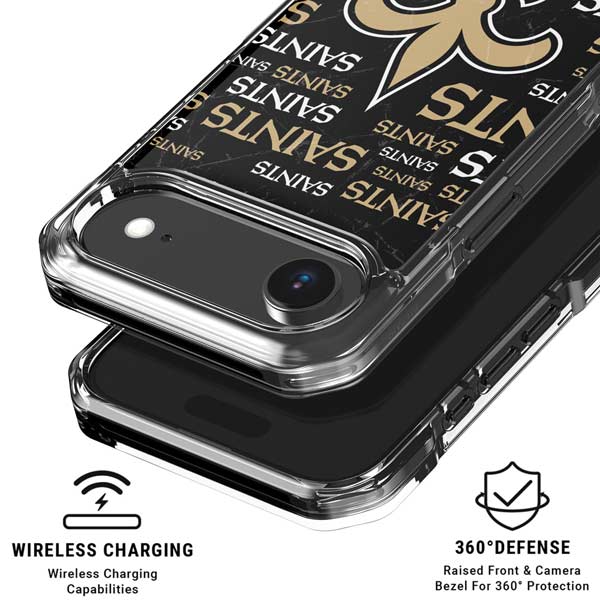 NFL New Orleans Saints Black Blast iPhone 17 Air Clear Case