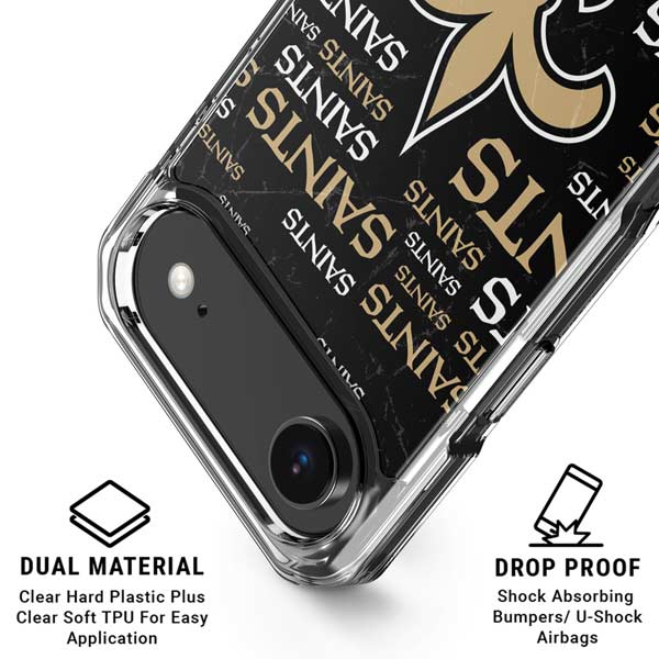 NFL New Orleans Saints Black Blast iPhone 17 Air Clear Case