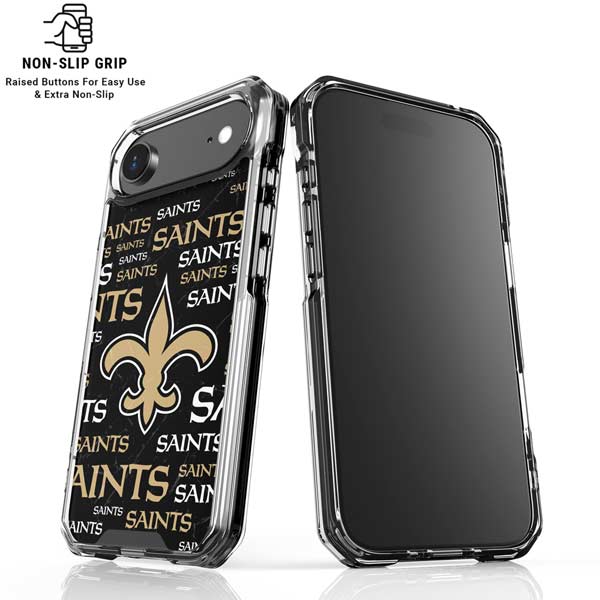 NFL New Orleans Saints Black Blast iPhone 17 Air Clear Case