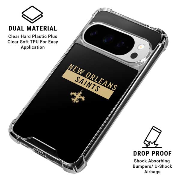 NFL New Orleans Saints Black Performance Series Google Pixel 10 Pro Clear Case