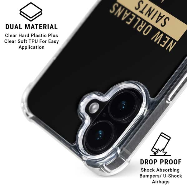 NFL New Orleans Saints Black Performance Series iPhone 17 Clear Case