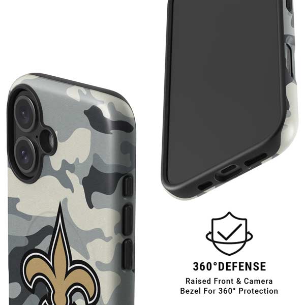 NFL New Orleans Saints Camo iPhone 16 Plus Magsafe Impact Case
