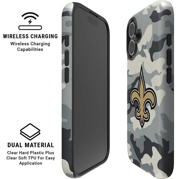 NFL New Orleans Saints Camo iPhone 16 Plus Magsafe Impact Case