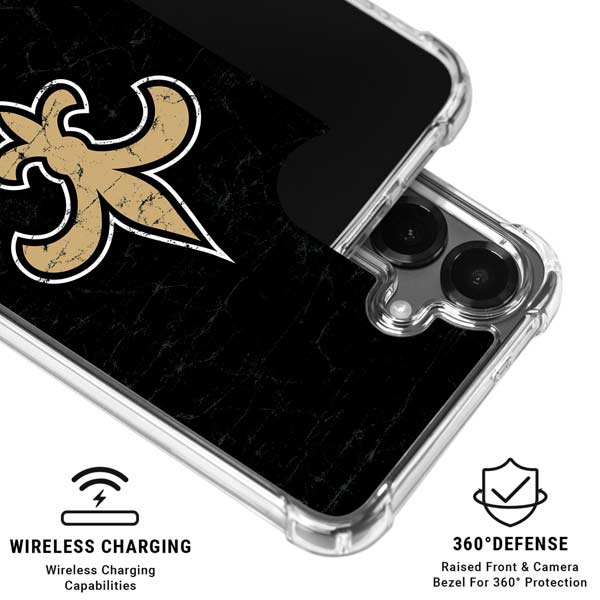 NFL New Orleans Saints Distressed Galaxy S26 Plus Clear Case