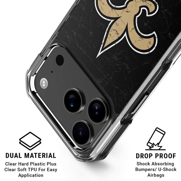NFL New Orleans Saints Distressed iPhone 17 Pro Clear Case