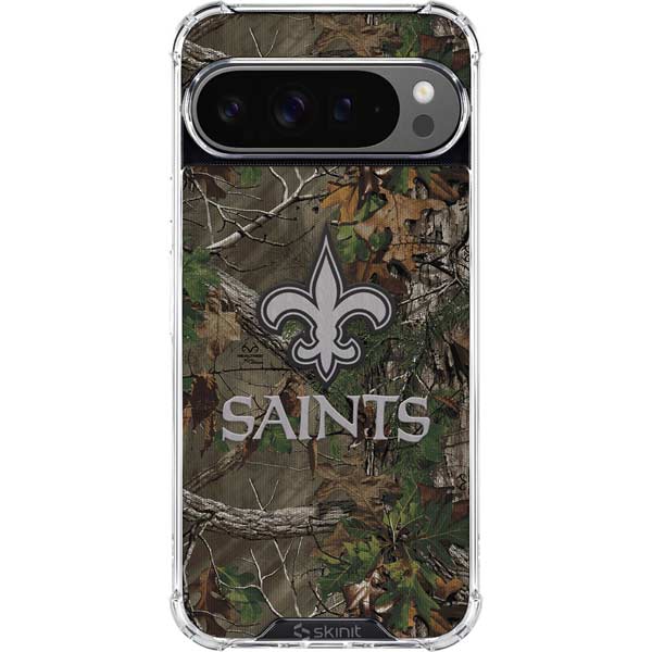 NFL New Orleans Saints Realtree Xtra Green Camo Google Pixel 10 Pro Clear Case
