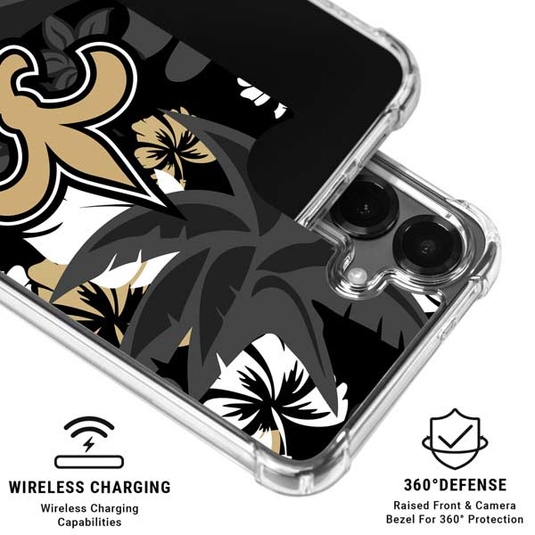 NFL New Orleans Saints Tropical Print Galaxy S26 Clear Case