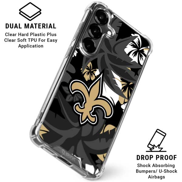 NFL New Orleans Saints Tropical Print Galaxy S26 Clear Case
