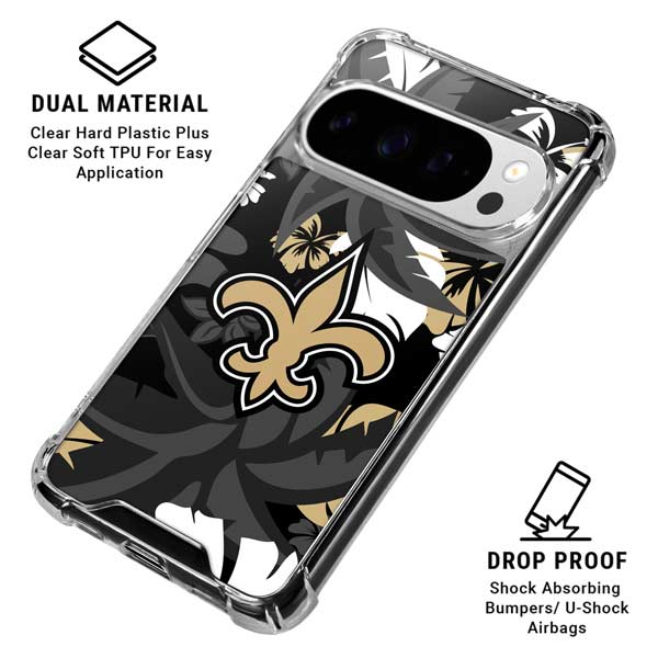 NFL New Orleans Saints Tropical Print Google Pixel 10 Pro Clear Case