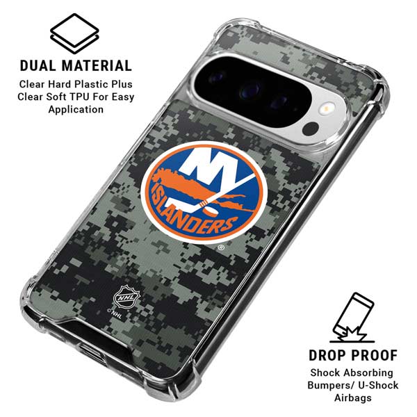 NHL New York Islanders Camo Google Pixel 10 Pro Clear Case