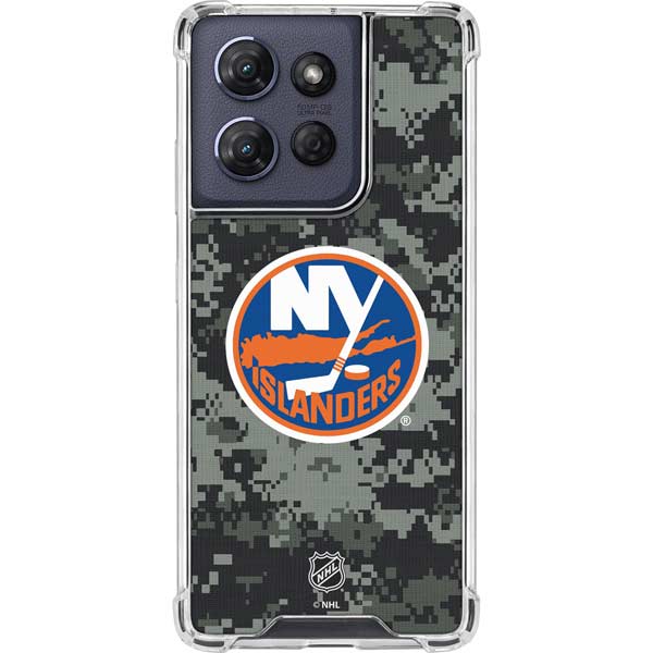 NHL New York Islanders Camo Moto G 5G (2025) Clear Case