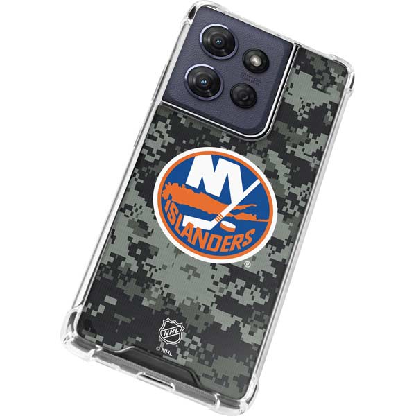 NHL New York Islanders Camo Moto G 5G (2025) Clear Case