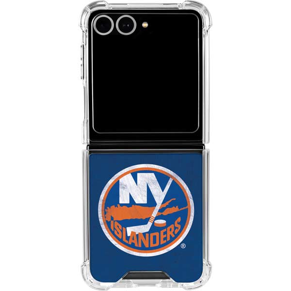 NHL New York Islanders Distressed Galaxy Z Flip7 Clear Case